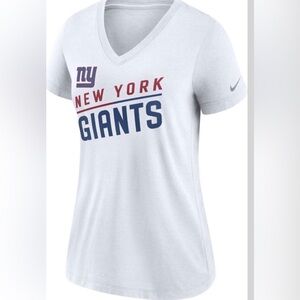 NIKE NEW YORK GIANTS NFL WOMEN'S SLANT WHITE TRI BLEND V-NECK SHIRT- SZ XXL